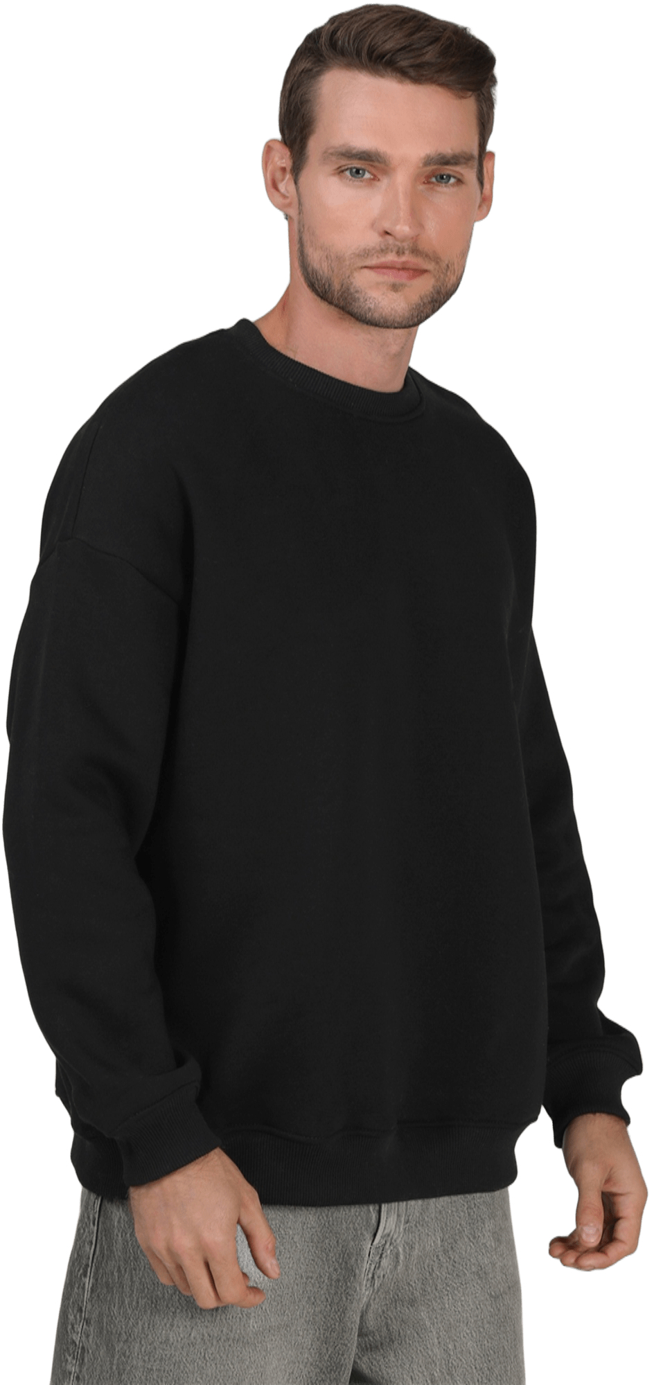 Світшот утеплений чоловічий RAY Oversize U0304M 2XL/3XL чорнийфото