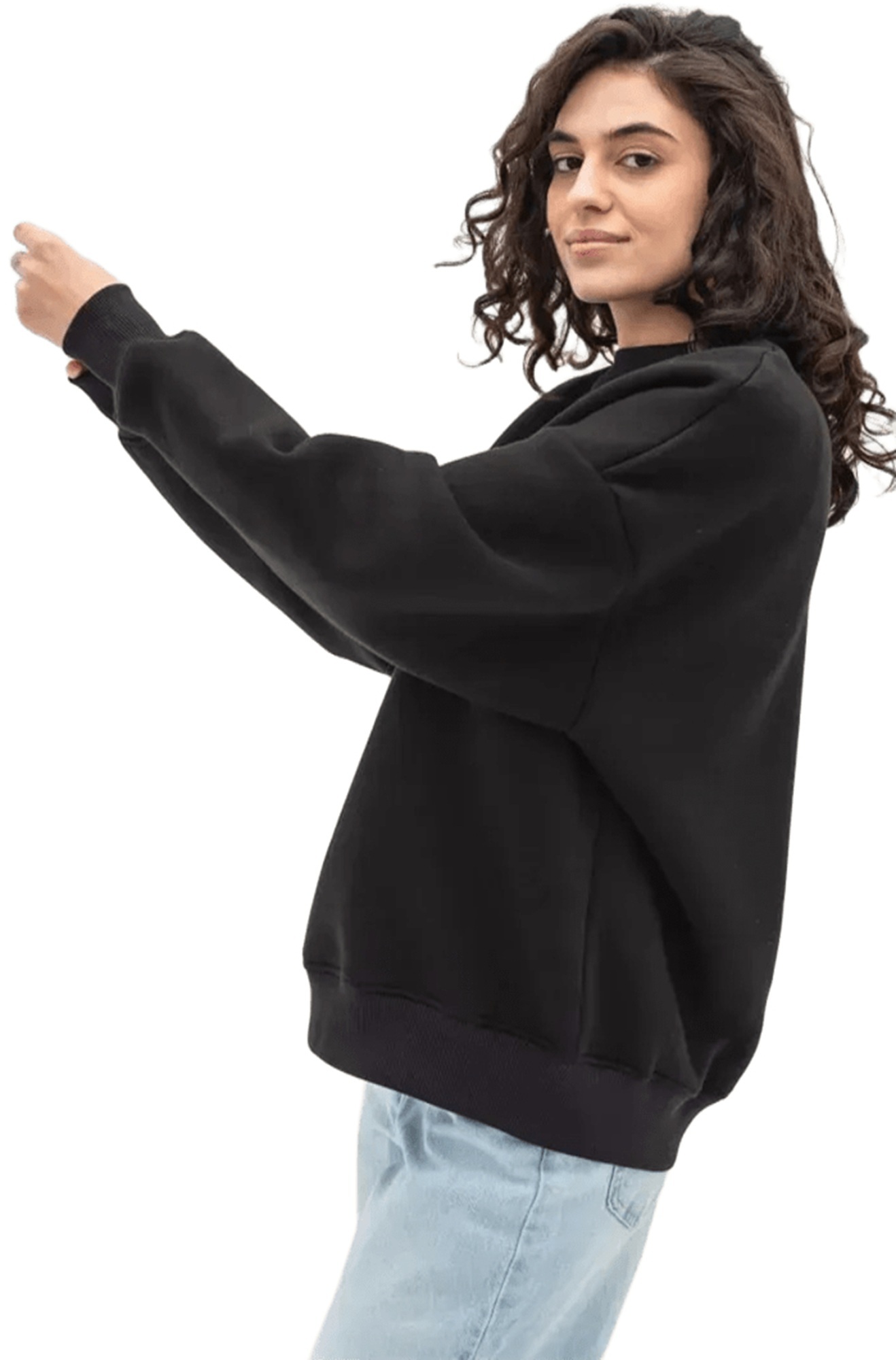 Світшот утеплений жіночий RAY Oversize U0304W 2XL/3XL чорнийфото3