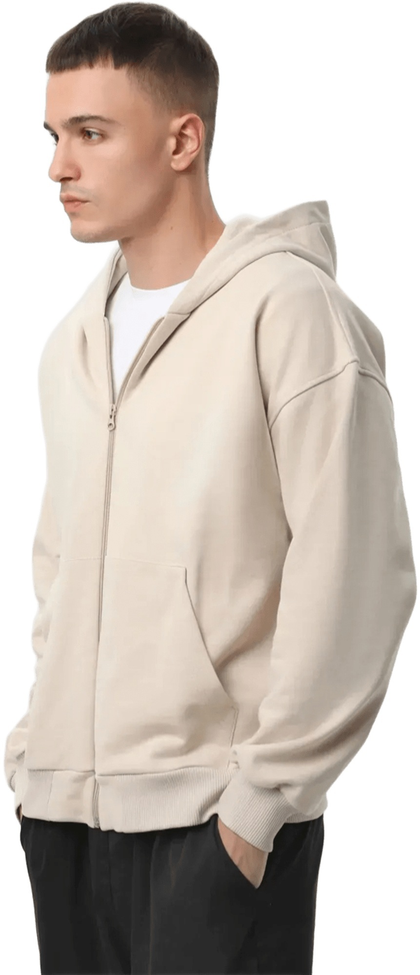 Худи на молнии мужское RAY Premium loose U0409M XL бежевый фото 3