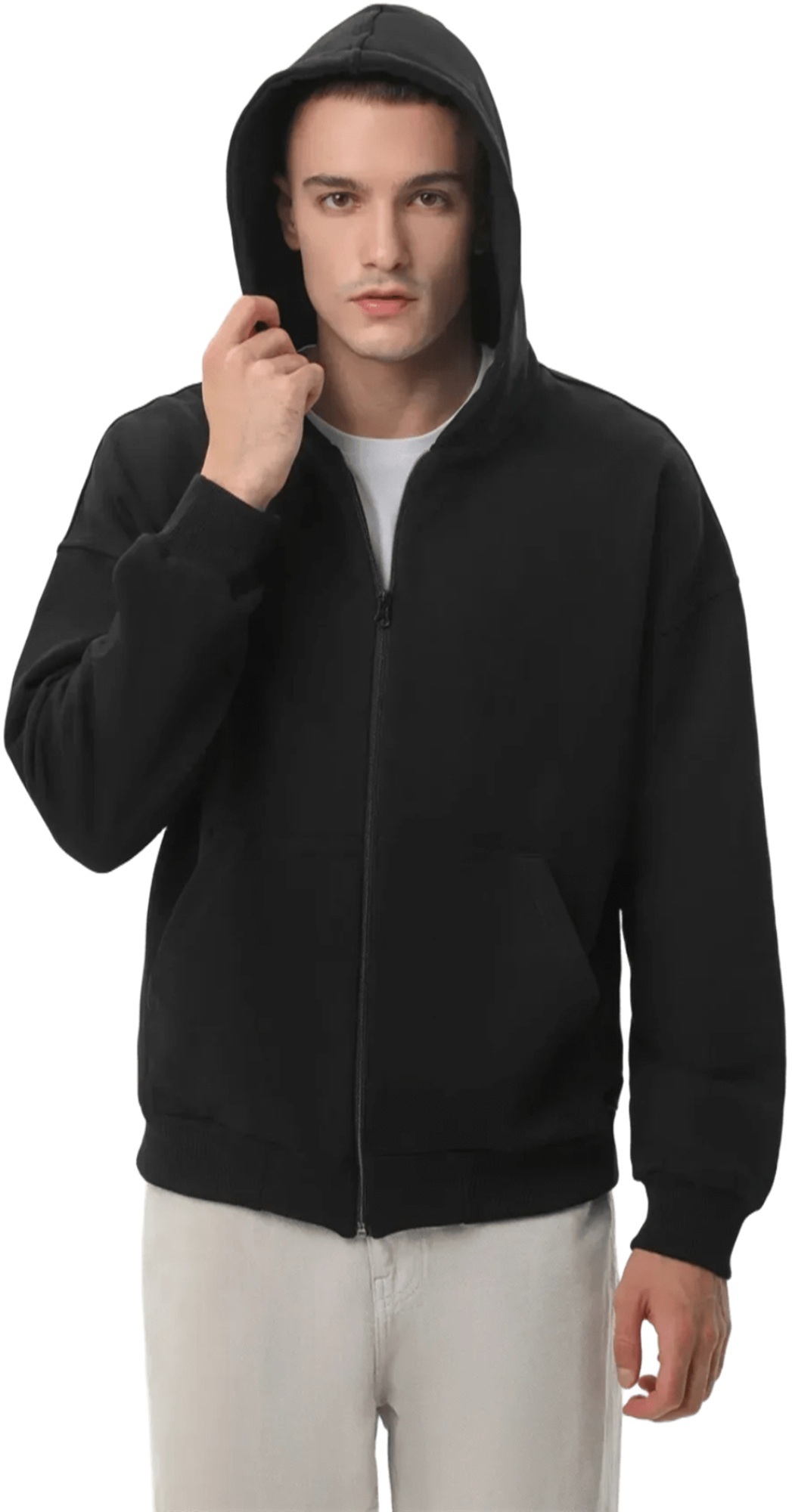 Худи на молнии мужское RAY Premium loose U0409M 3XL черный фото 4