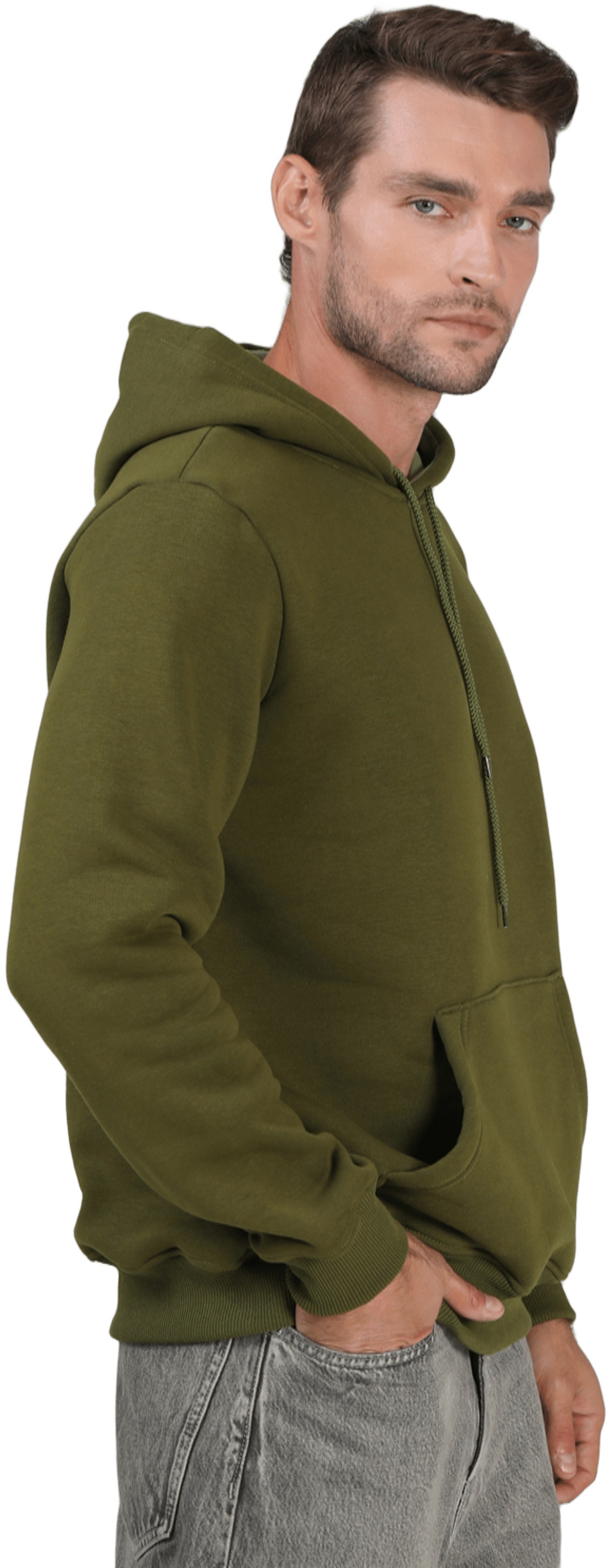 Худи утепленное мужское RAY Basic U0401M M хаки фото 3