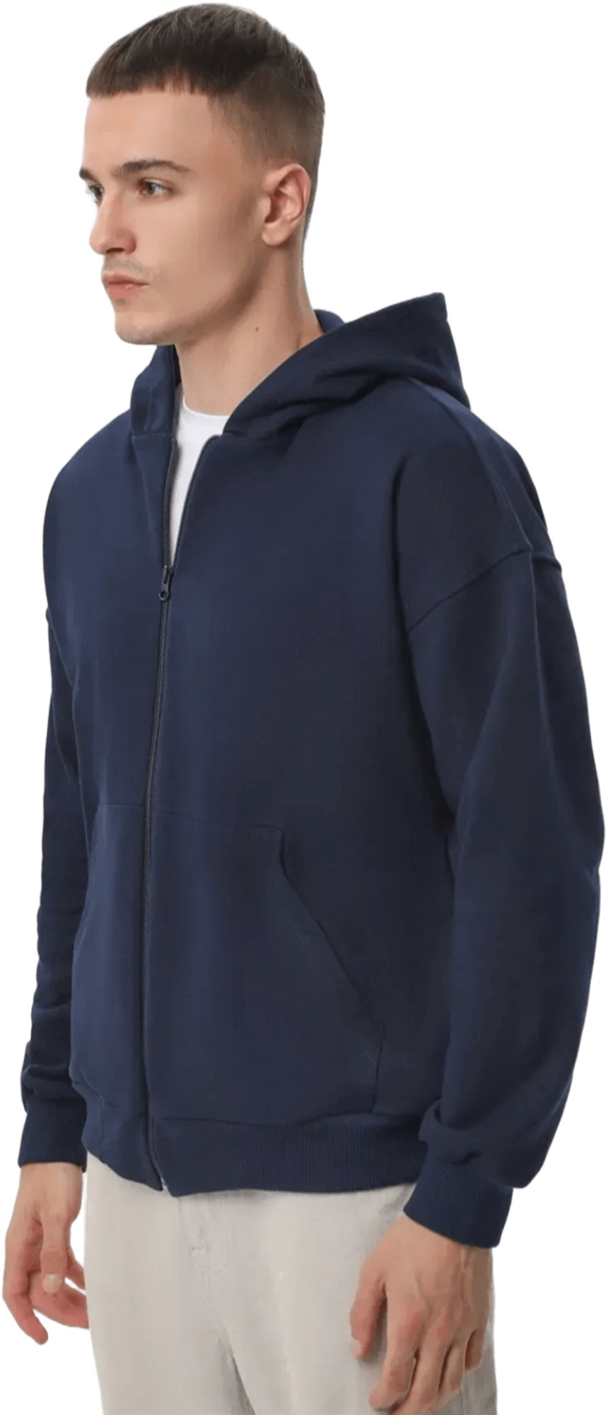 Худи на молнии мужское RAY Premium loose U0409M 3XL темно-синий фото 3