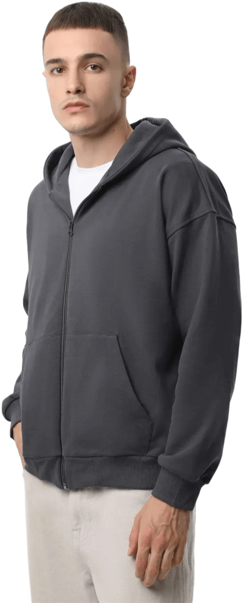 Худи на молнии мужское RAY Premium loose U0409M 3XL темно-серый фото 3