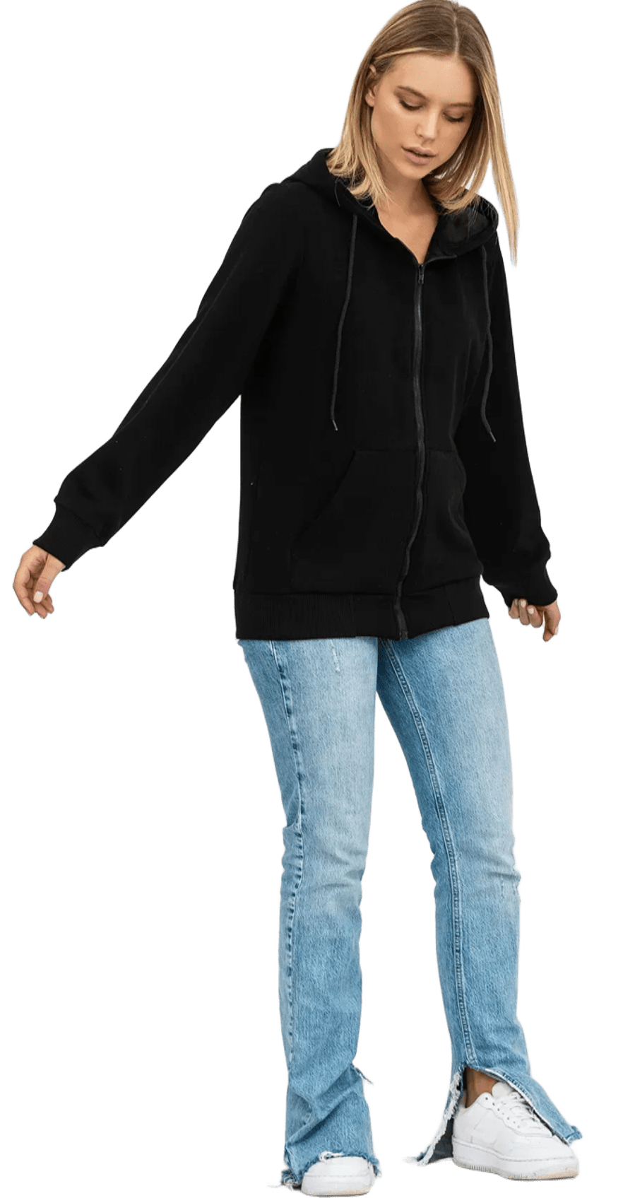 Худи на молнии женское RAY Basic U0405LW XL черный фото 2