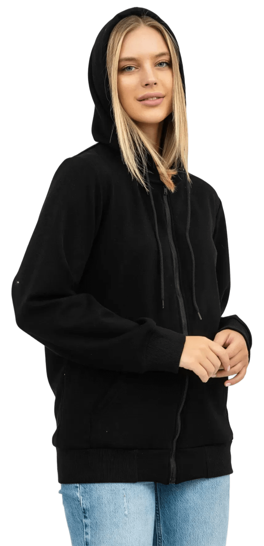 Худи на молнии женское RAY Basic U0405LW XL черный фото 4