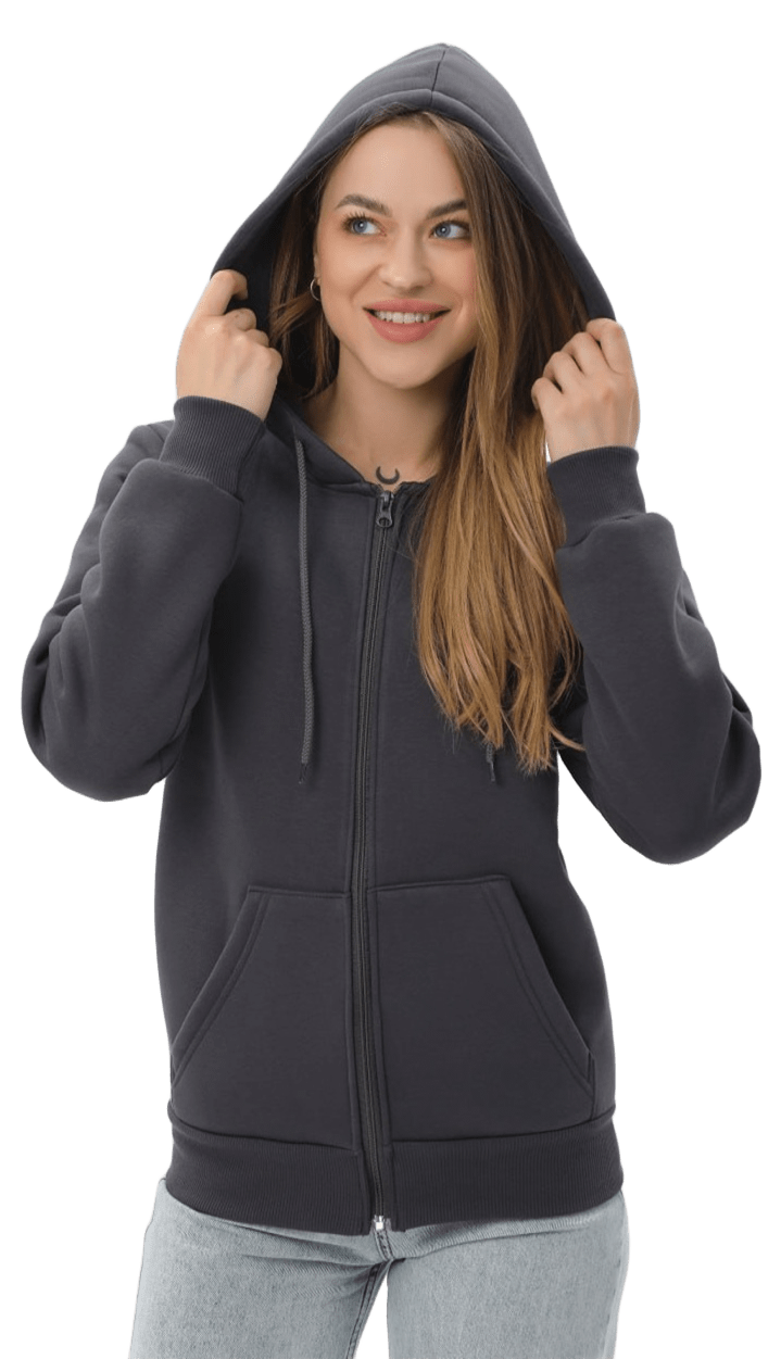 Худи на молнии утепленное женское RAY Basic U0405LW XS темно-серый фото 3