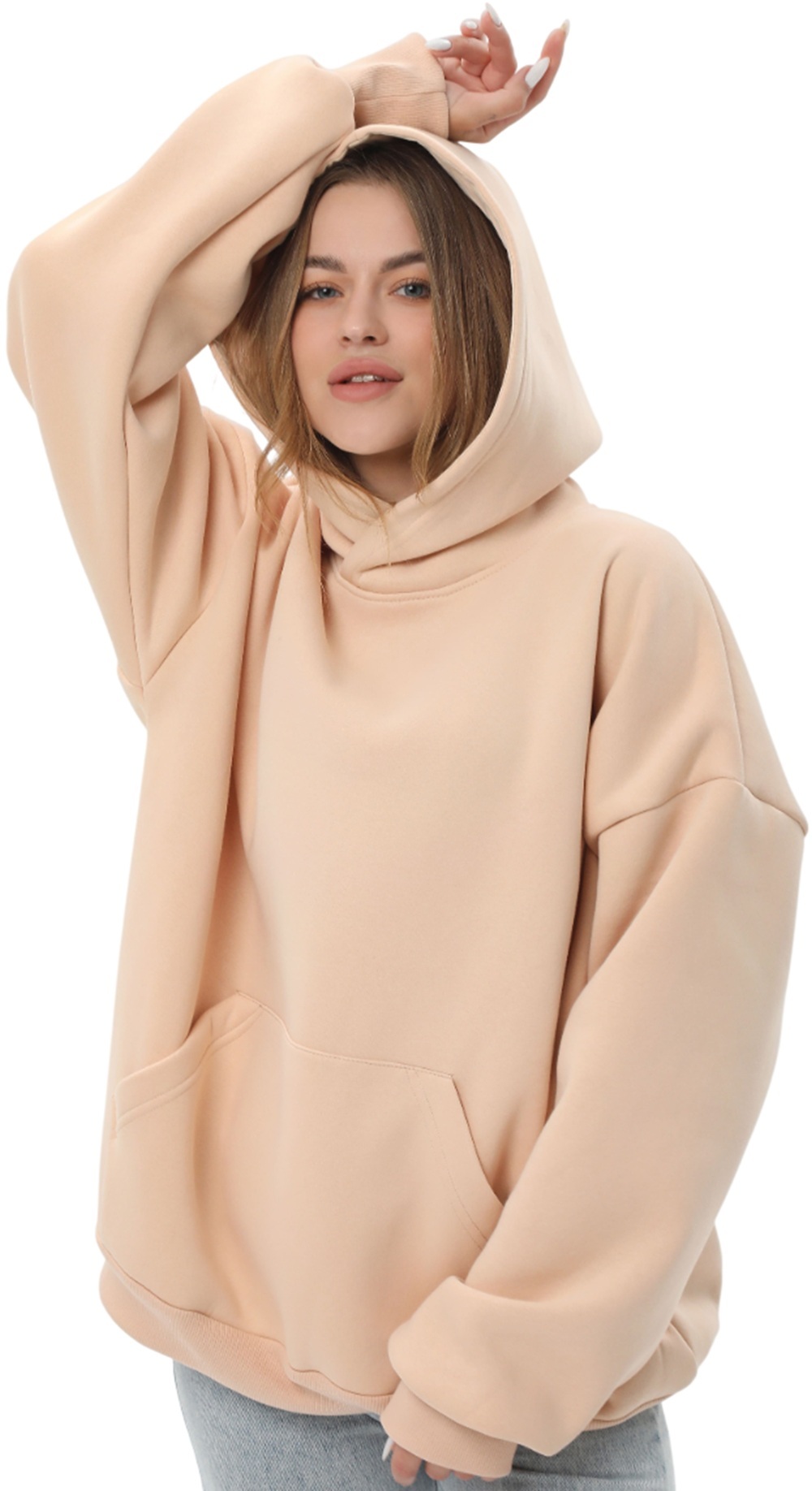 Худи утепленное женское RAY Oversize U0404W L/XL бежевый фото 3