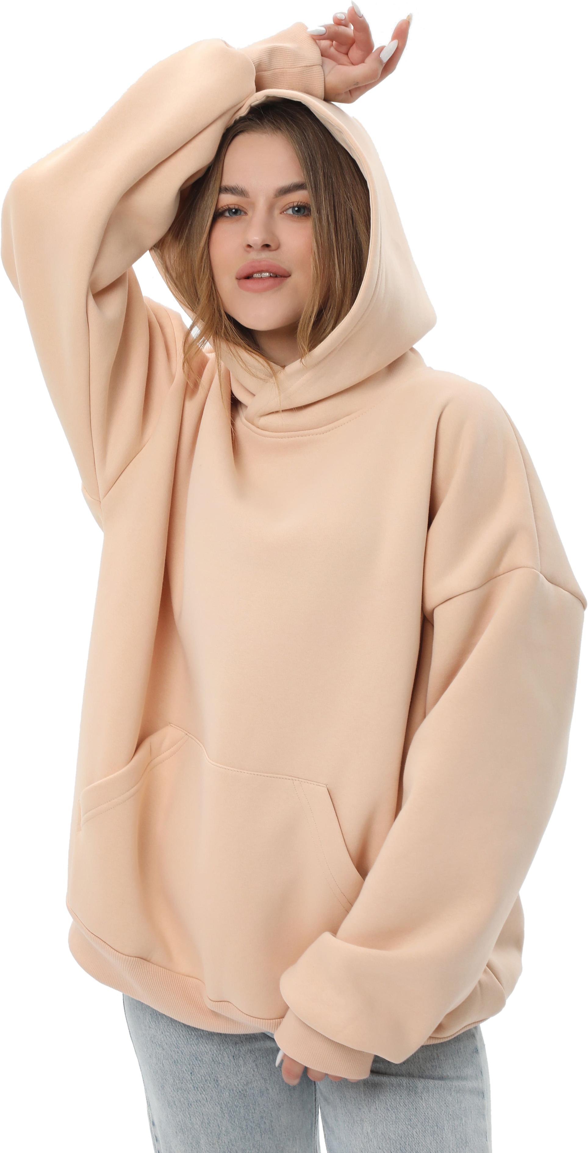 Худи утепленное женское RAY Oversize U0404W 2XL/3XL бежевый фото 3