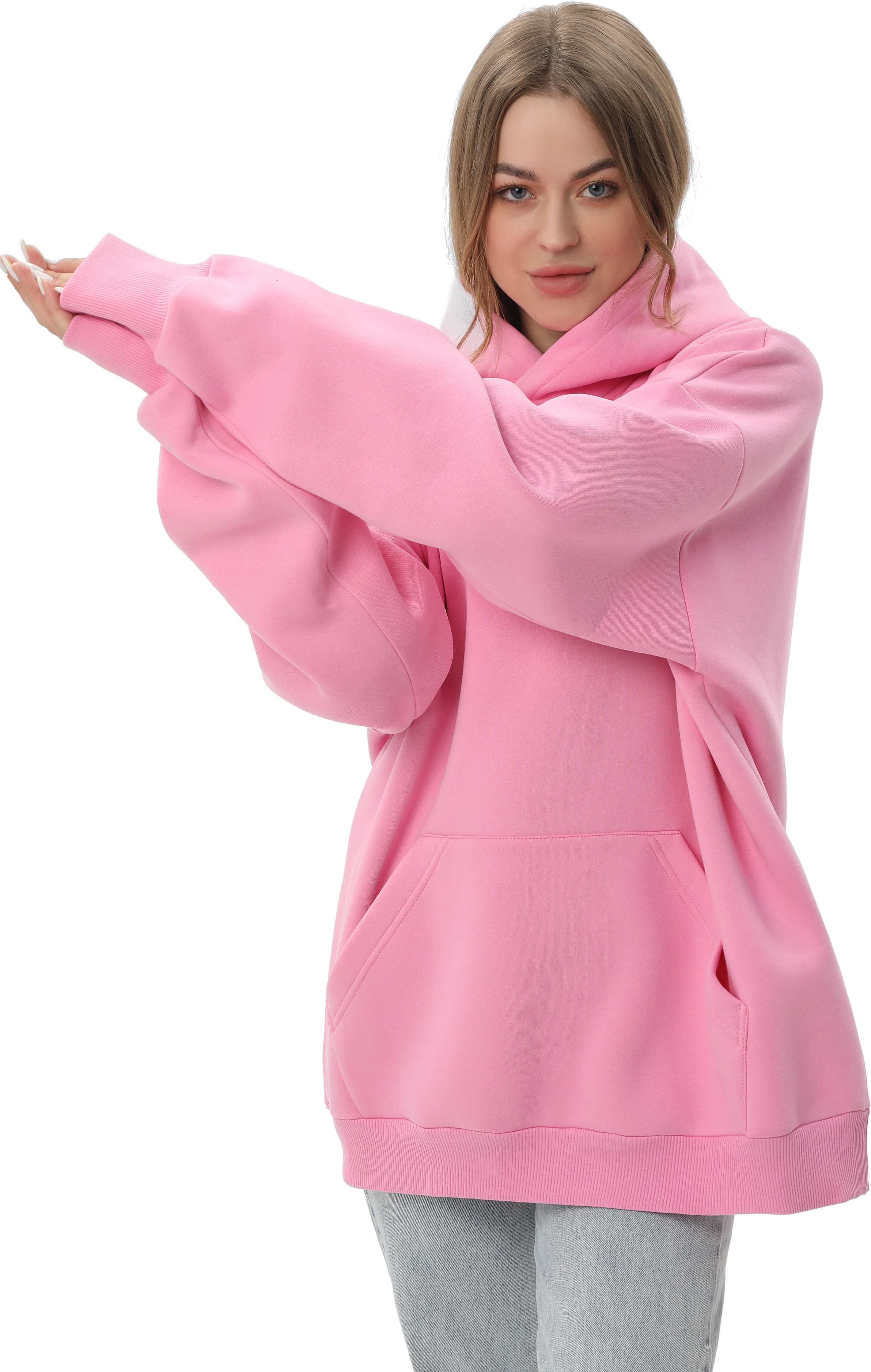 Худи утепленное женское RAY Oversize U0404W 2XL/3XL розовый фото 3