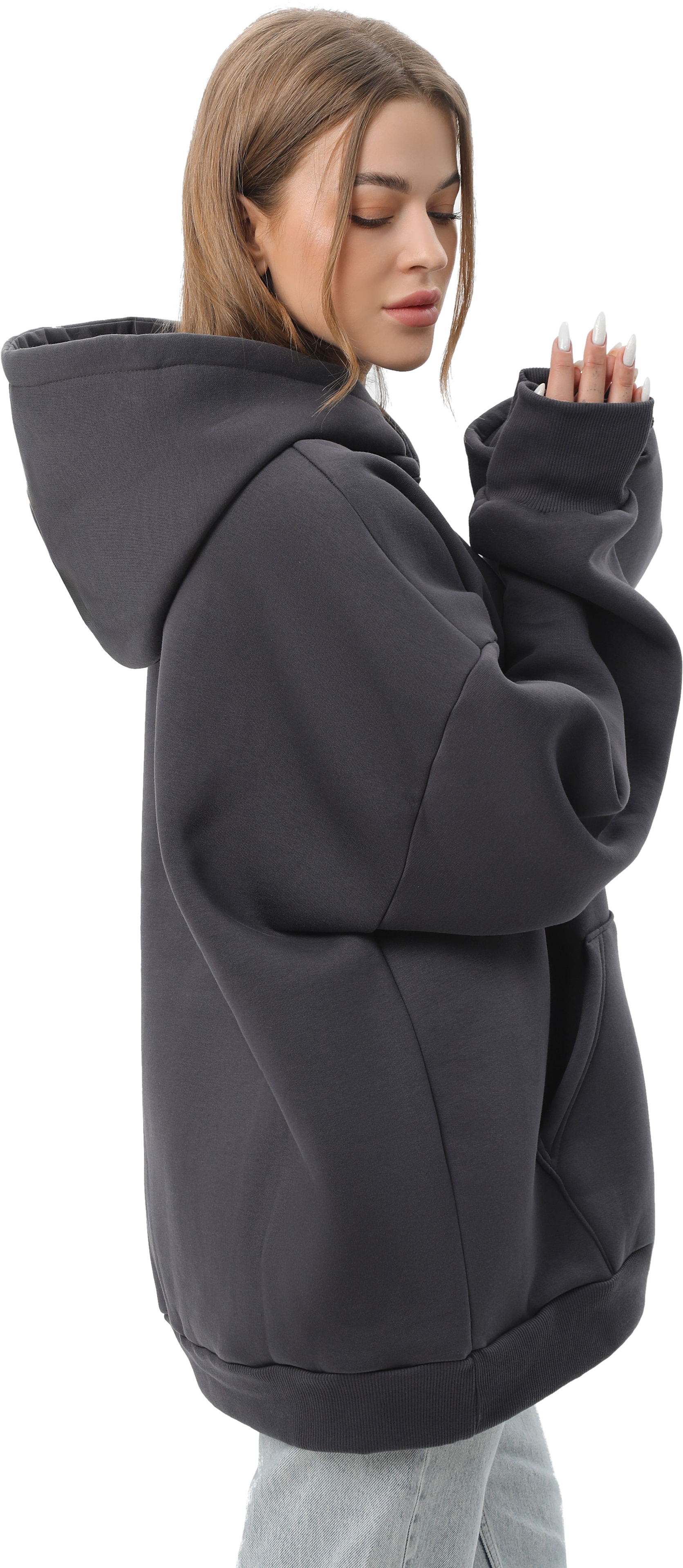 Худи утепленное женское RAY Oversize U0404W 2XL/3XL темно-серый фото 4