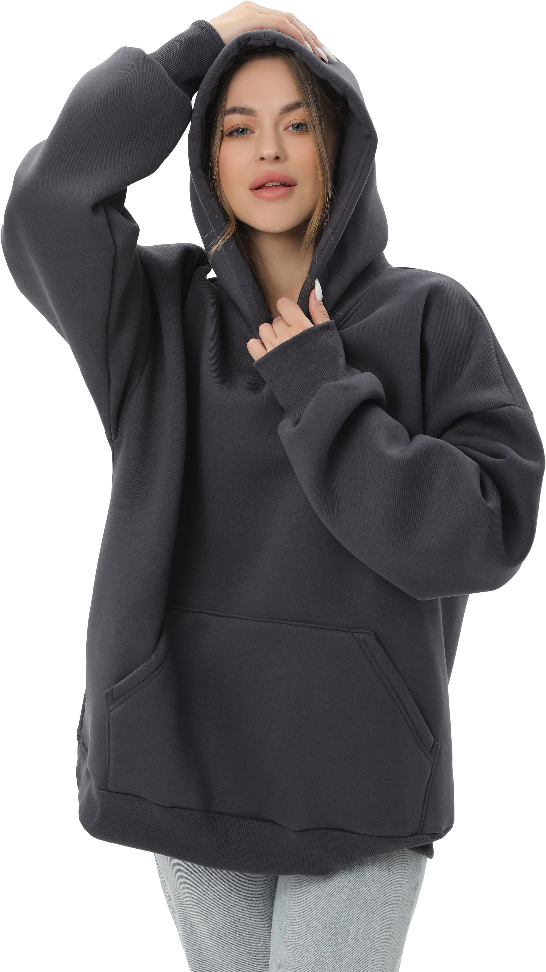 Худи утепленное женское RAY Oversize U0404W 2XL/3XL темно-серый фото 3