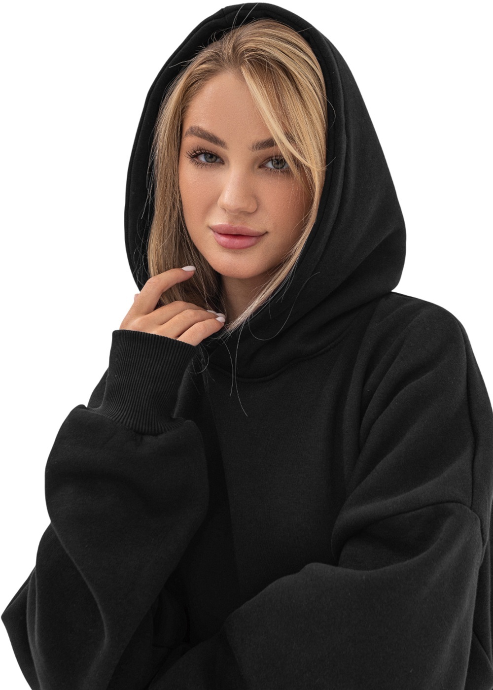 Худи утепленное женское RAY Oversize U0404W L/XL черный фото 3