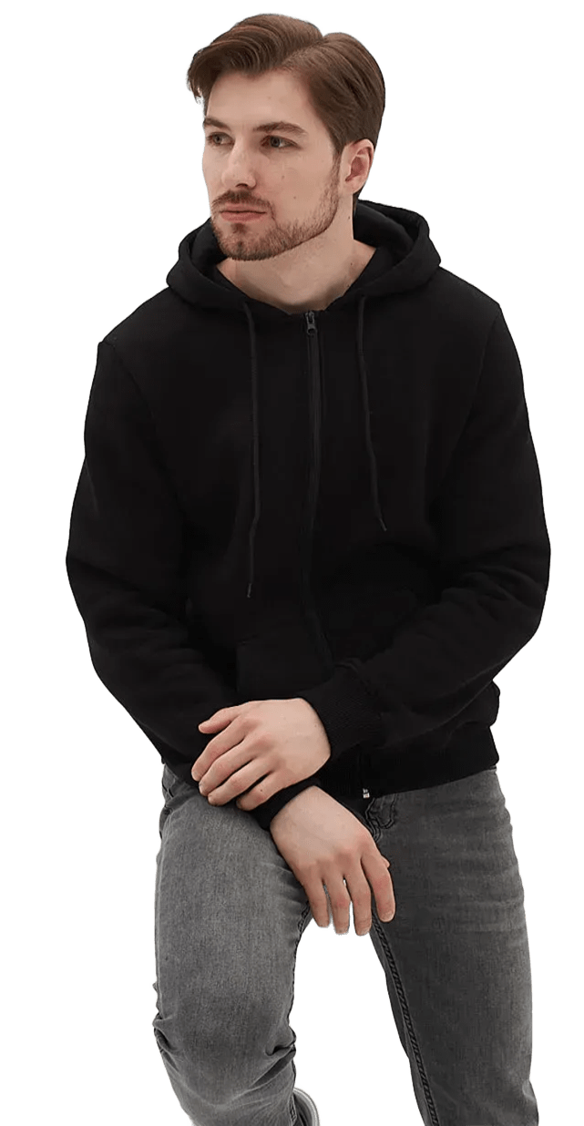 Худи на молнии утепленное мужское RAY Basic U0405LM M черный фото 2