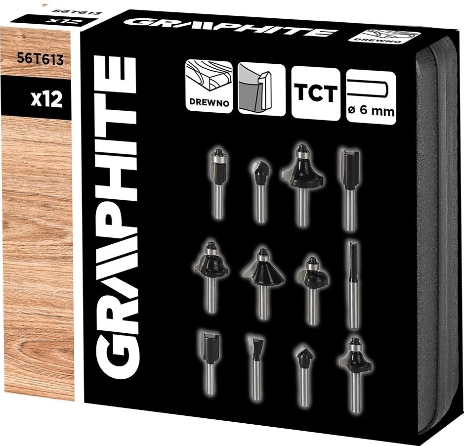 Набор фрез по дереву GRAPHITE 12шт (56T613) фото 9