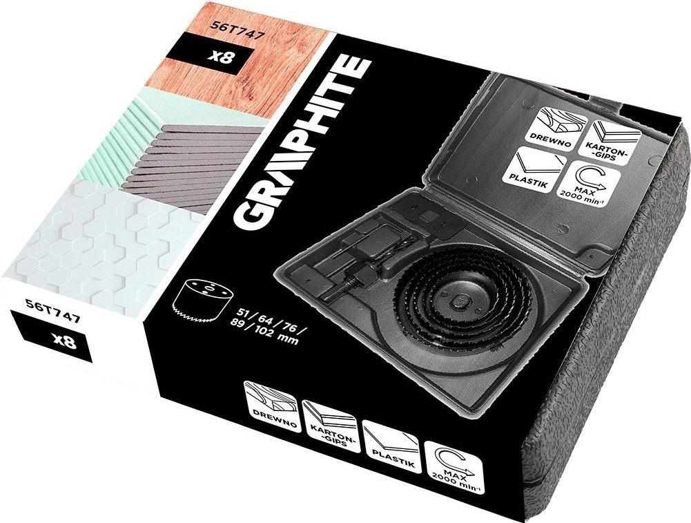 Набор коронок по дереву GRAPHITE 5 шт (56T747) фото 8