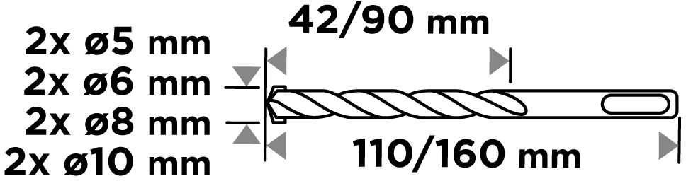 Набор сверл по бетону GRAPHITE SDS Plus 8шт (56T168) фото 2