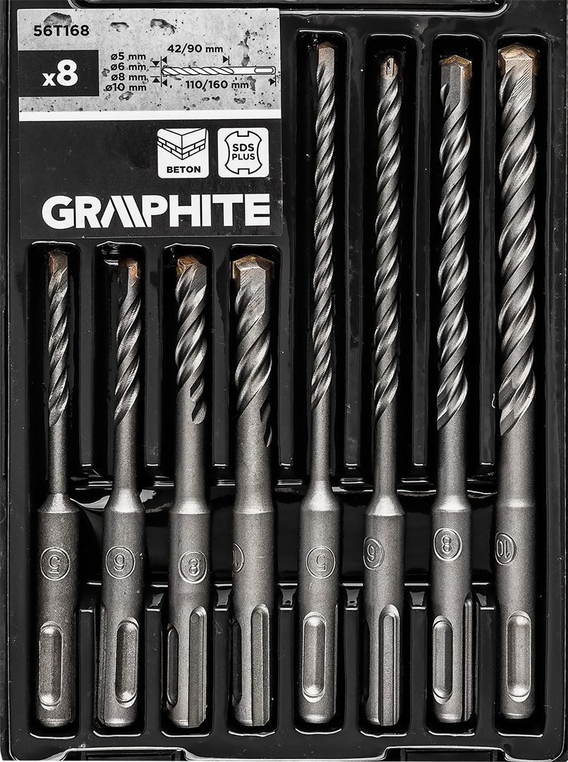 Набор сверл по бетону GRAPHITE SDS Plus 8шт (56T168) фото 3