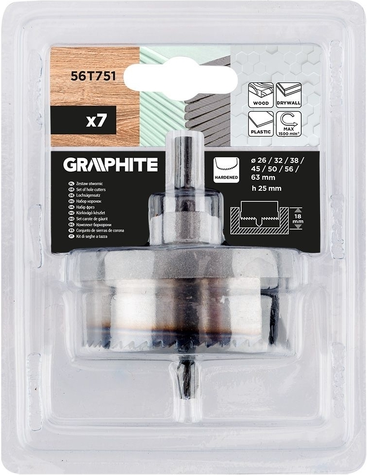 Коронки по дереву GRAPHITE 7шт (56T751) фото 7