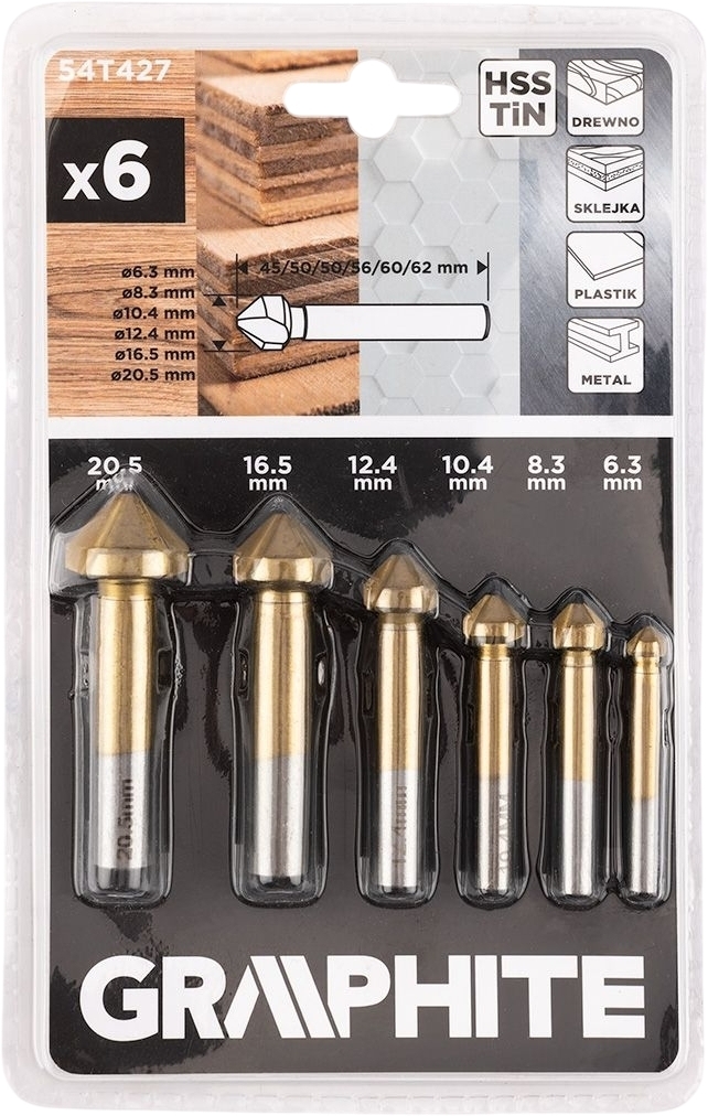 Набор сверл GRAPHITE TiN 6шт (54T427) фото 7