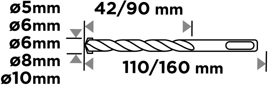 Набор сверл по бетону GRAPHITE SDS Plus 5шт (56T169) фото 2