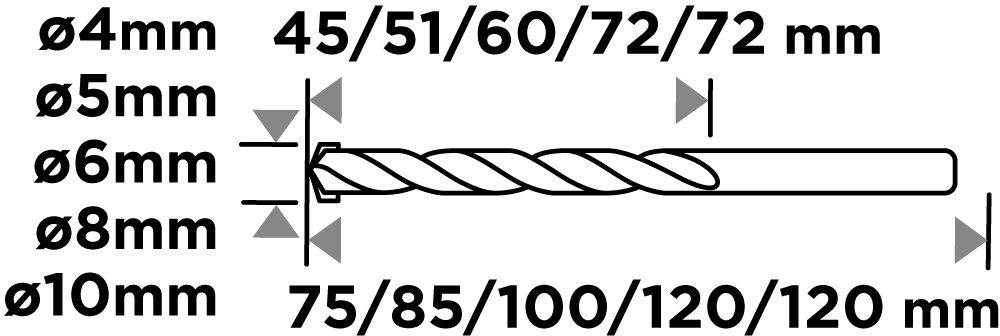 Набор сверл по бетону GRAPHITE 5шт (56T215) фото 2