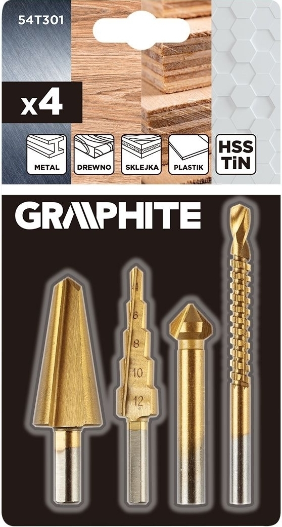 Набор сверл GRAPHITE TiN, 4шт (54T301) фото 10