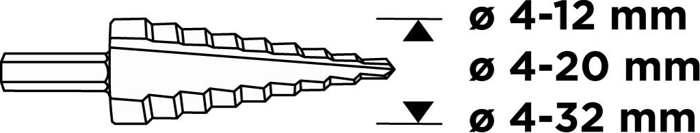 Сверло ступенчатое GRAPHITE TiN, 3шт (54T300) фото 2