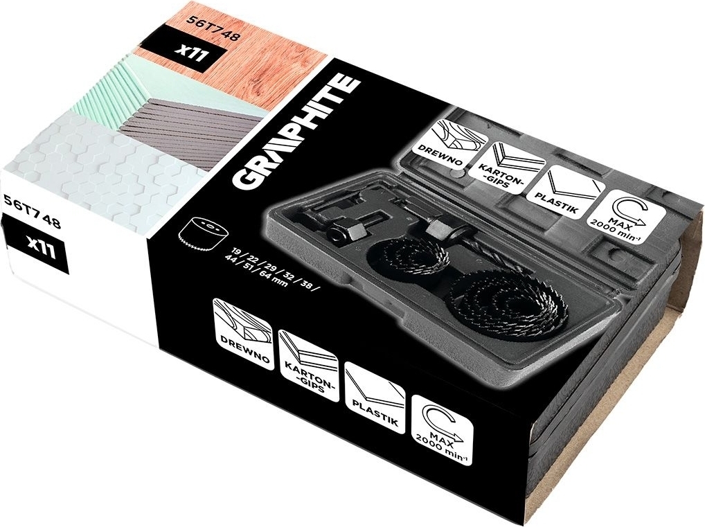 Коронки по дереву GRAPHITE 11шт (56T748)фото