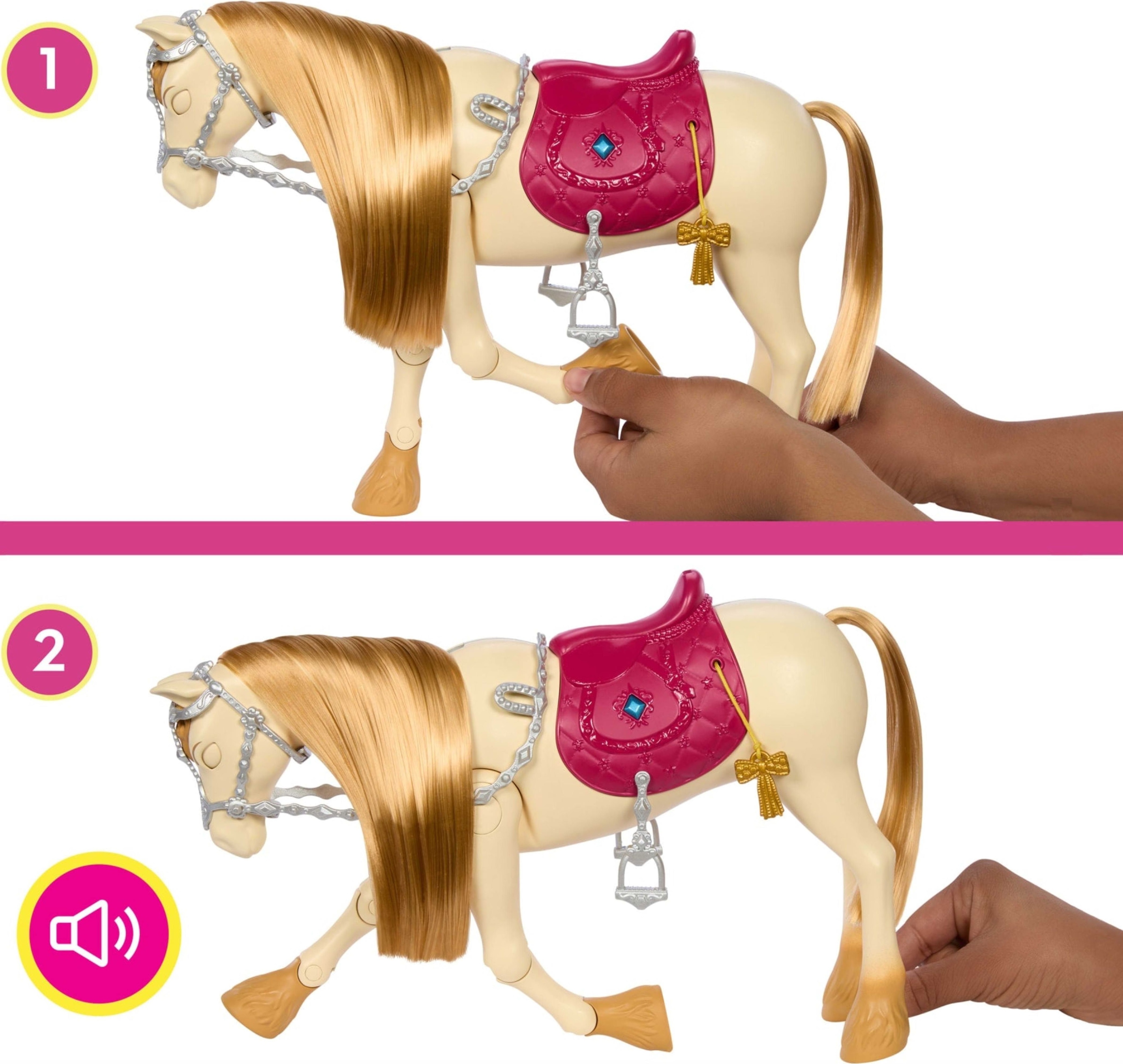 Лошадка интерактивная Barbie с аксессуарами по уходу (HXJ42) фото 7