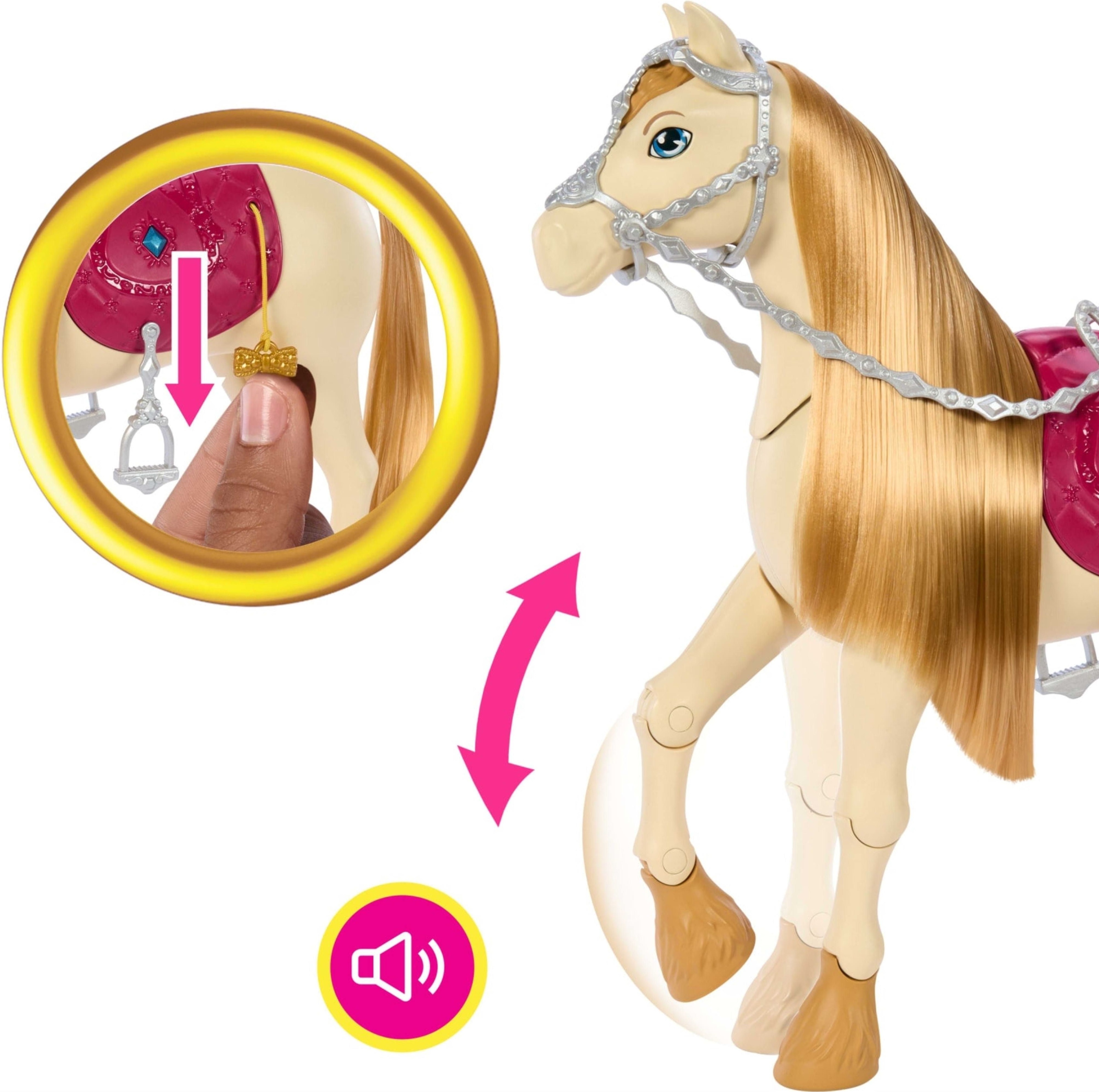 Лошадка интерактивная Barbie с аксессуарами по уходу (HXJ42) фото 8