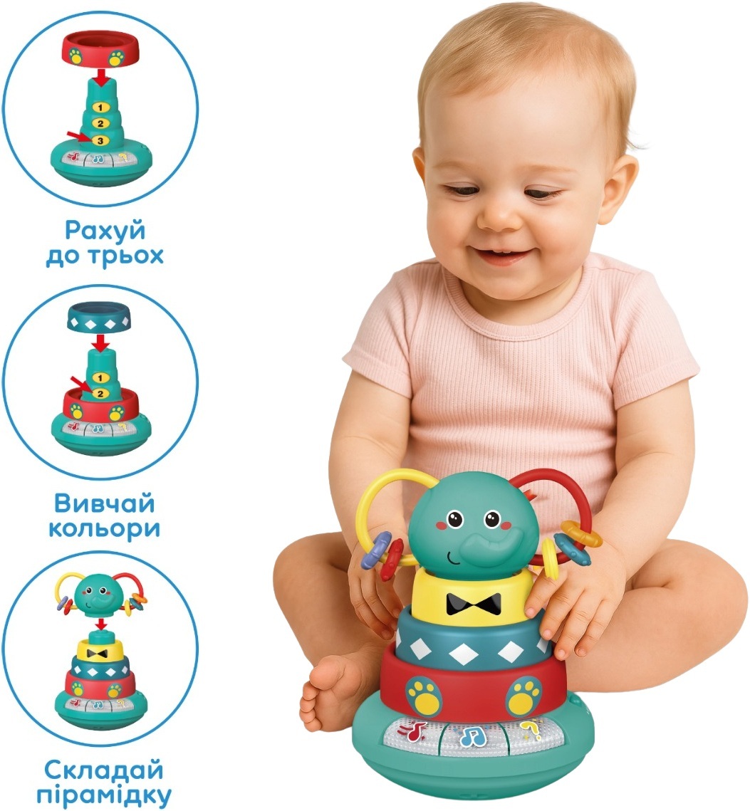 Іграшка інтерактивна, що розвиває, Kiddi Smart – Слоненя Грайко (українська) (1305-UK)фото3