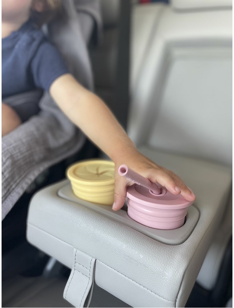 Чашка-контейнер с силиконовой трубочкой MinikOiOi Sip+Snack - Pinky Pink-Powder Grey (101100108) фото 