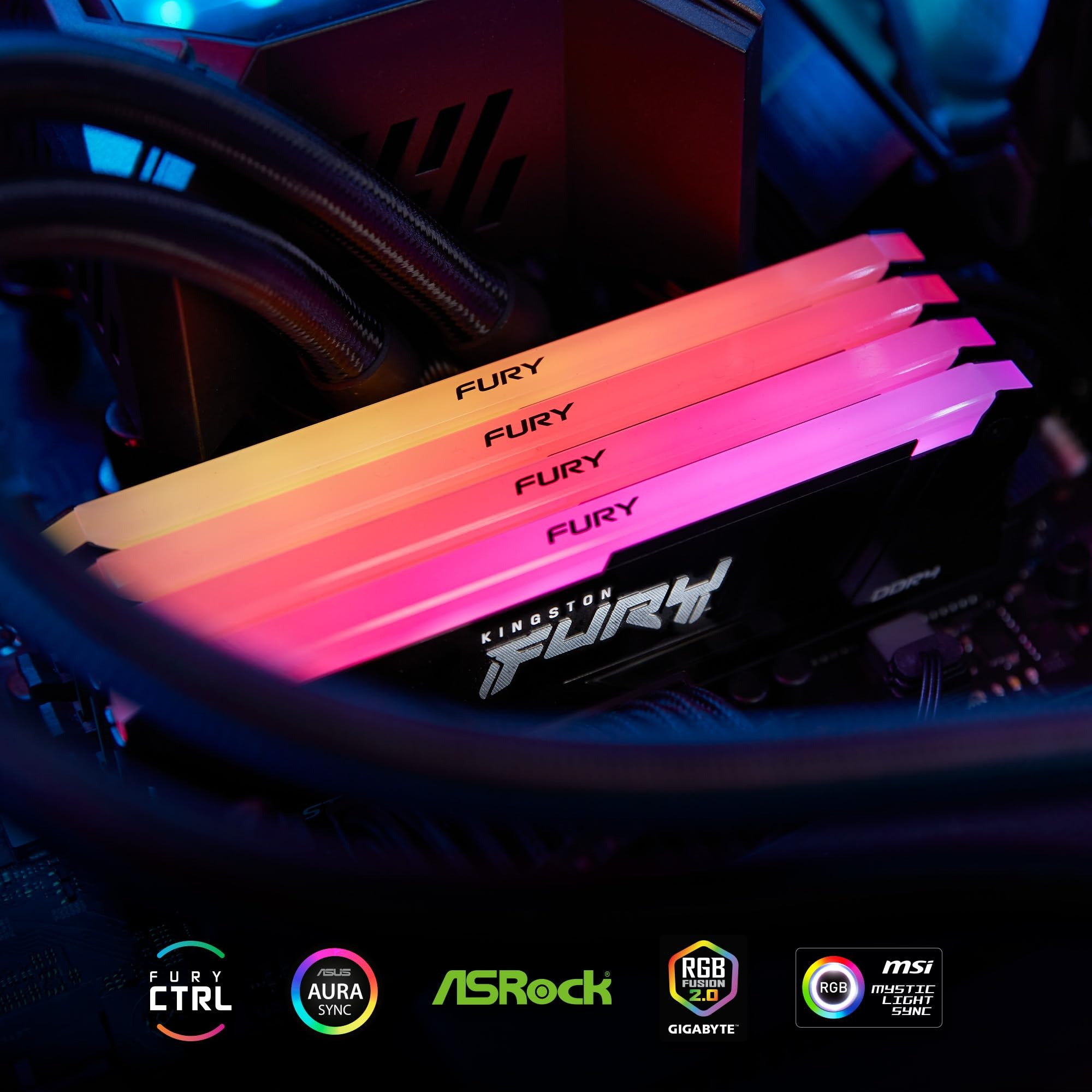 Пам'ять для ПК Kingston DDR4 8GB 3200 FURY Beast RGB (KF432C16BB2A/8WP)фото4