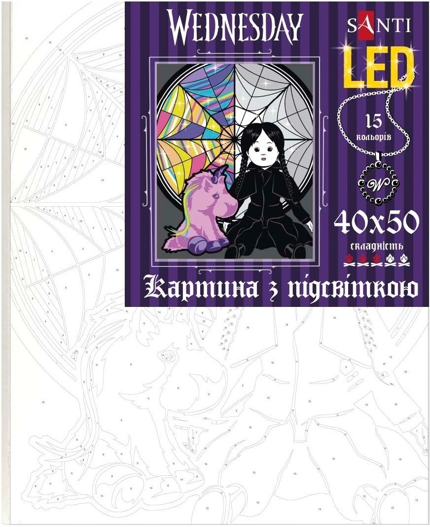 Картина по номерам Santi Венздей Жуткие куклы 40х50 см LED подсветка (955070) фото 2