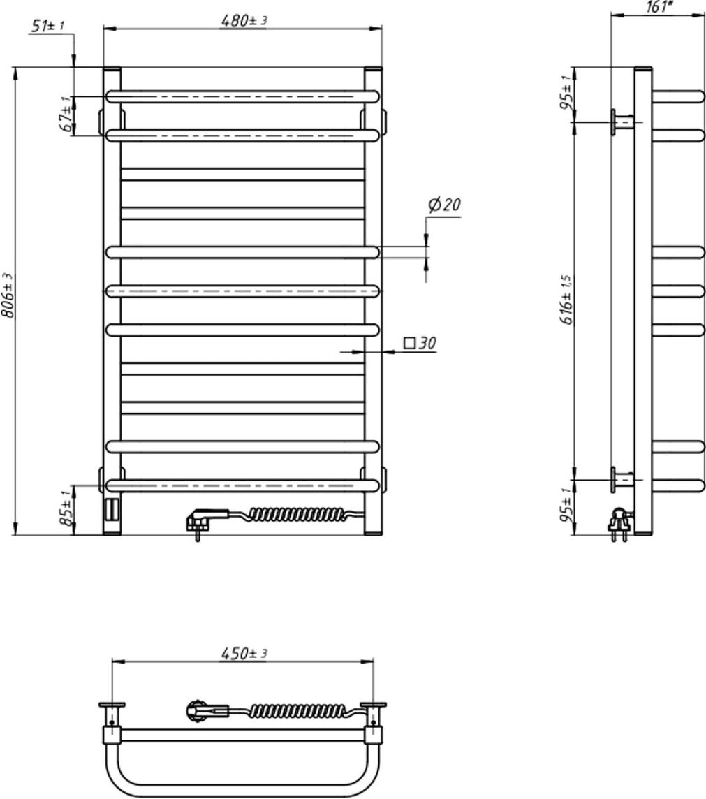 Полотенцесушитель Navin электрический Грандис, 800х480х161мм, белый (12-108053-4880) фото 2