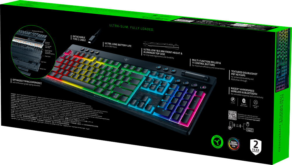 Игровая клавиатура Razer BlackWidow V4 Low-profile HyperSpeed Green Switch (RZ03-05270100-R3M1) фото 