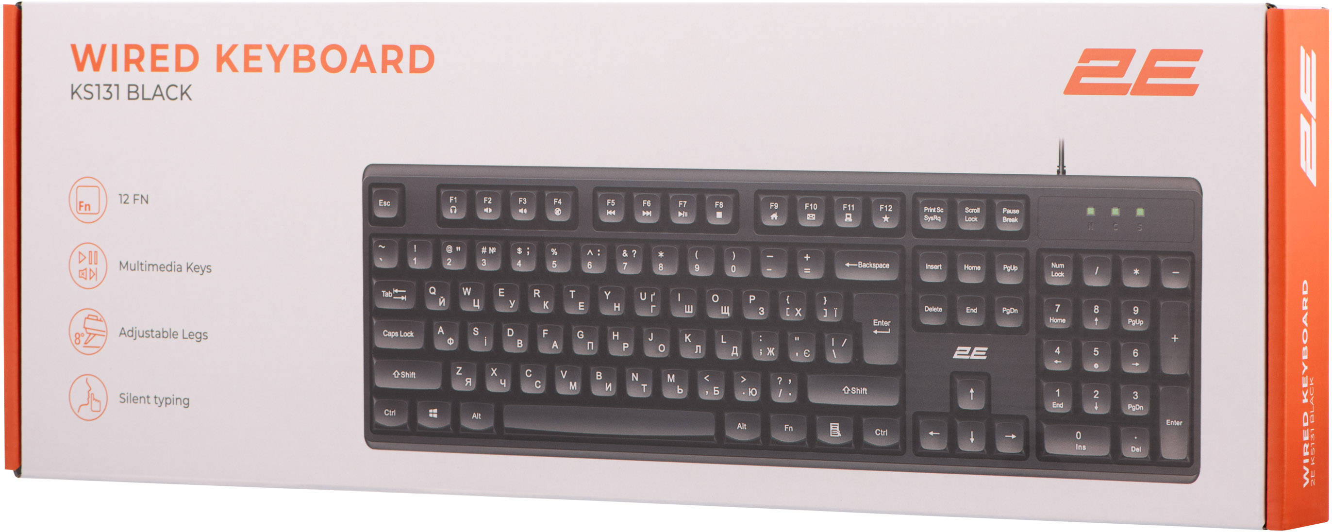 Клавиатура мембранная 2E KS131 104key, USB-A, EN/UK, черный фото 