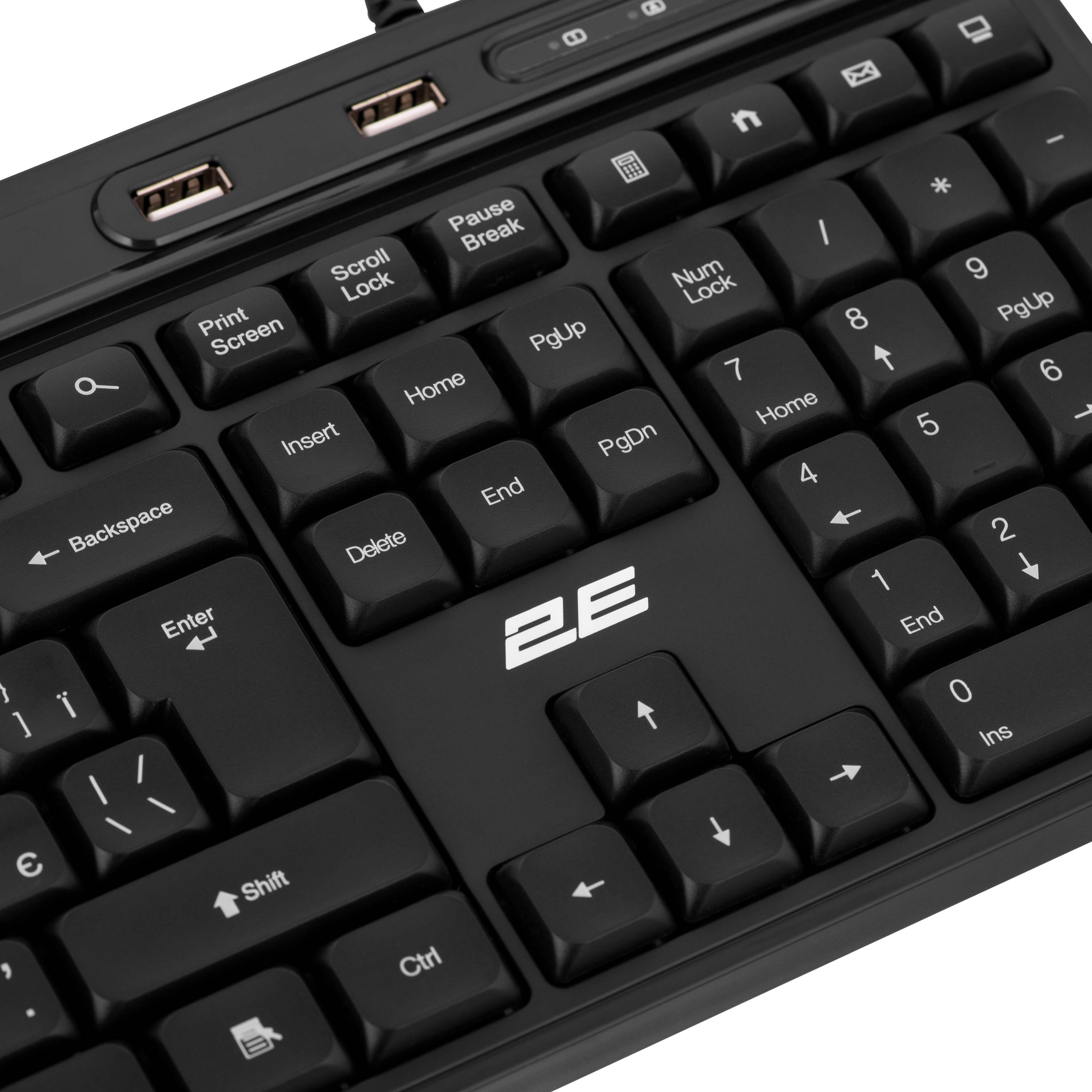 Клавиатура мембранная 2E KS1100 118key, 2xUSB HUB, USB-A, EN/UK, черный фото 