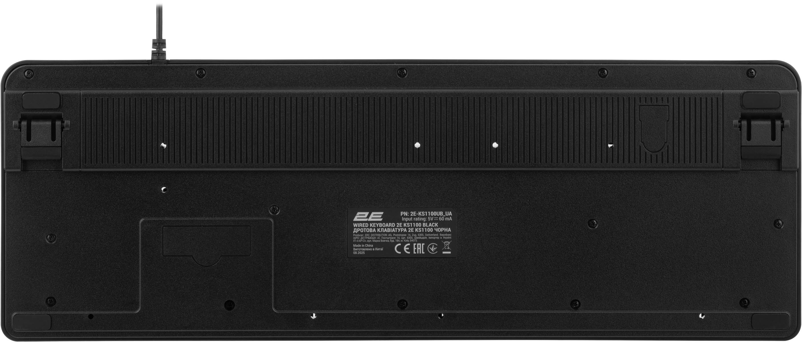 Клавиатура мембранная 2E KS1100 118key, 2xUSB HUB, USB-A, EN/UK, черный фото 