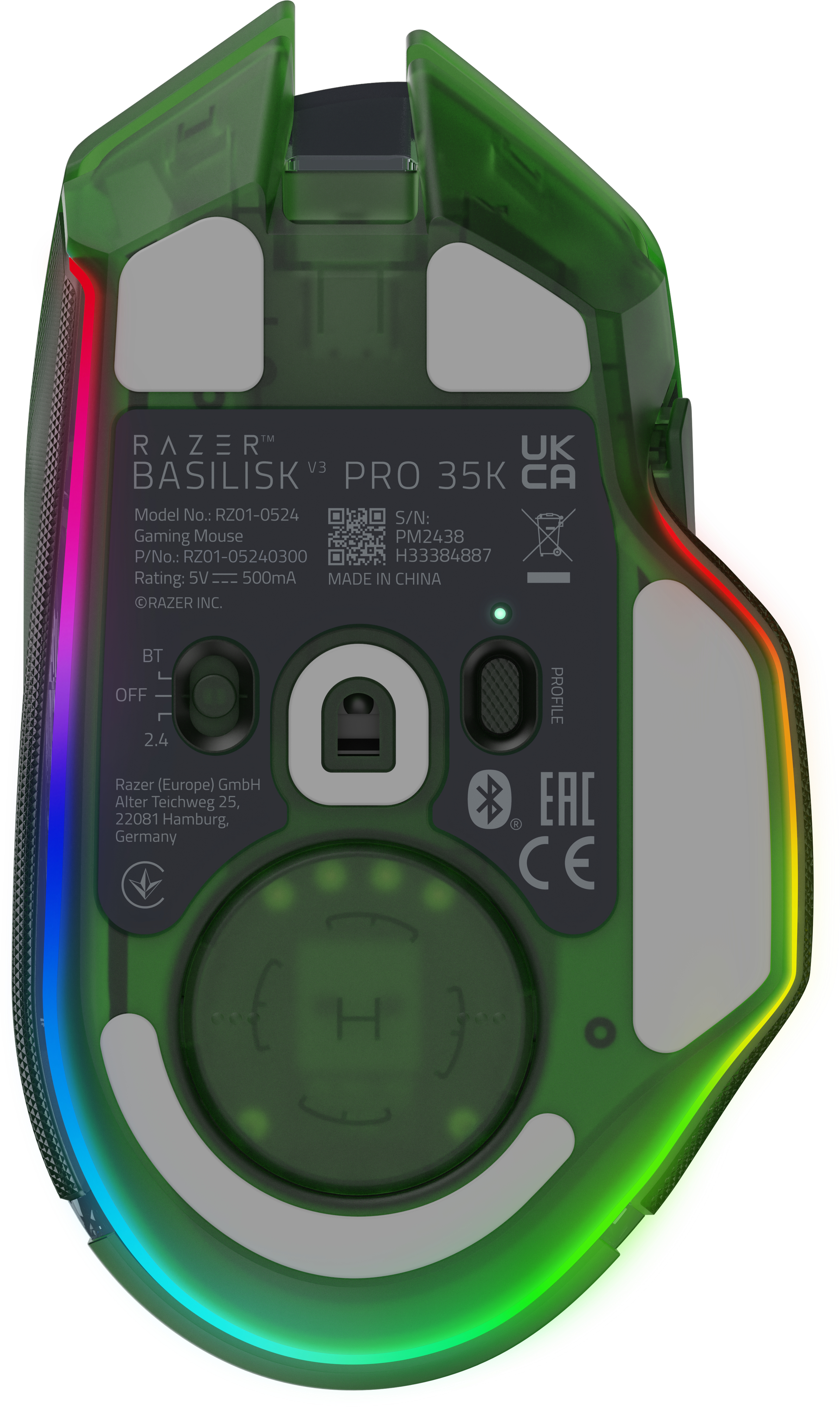 Игровая мышь Razer Basilisk V3 Pro 35К Phantom Green (RZ01-05240300-R3G1) фото 