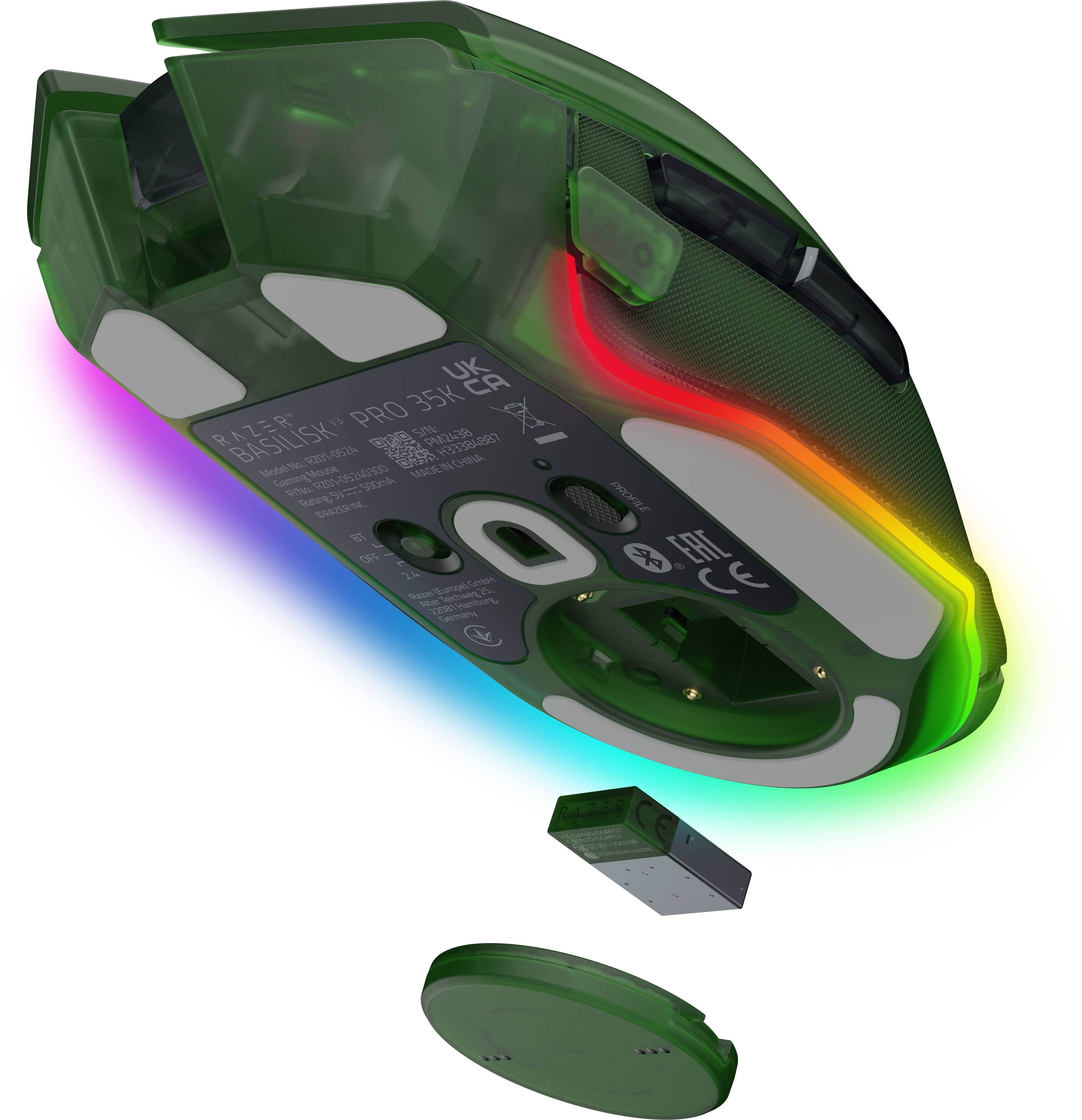 Игровая мышь Razer Basilisk V3 Pro 35К Phantom Green (RZ01-05240300-R3G1) фото 