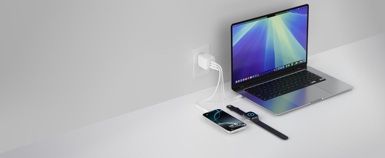 Зарядное устройство сетевое Belkin 70Вт 2хUSB-С/USB-A GAN PD PPS, белый фото 