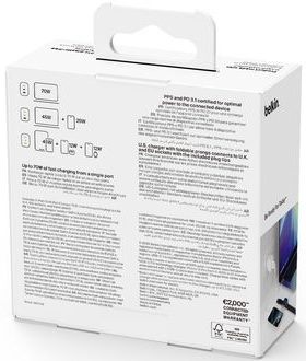 Зарядное устройство сетевое Belkin 70Вт 2хUSB-С/USB-A GAN PD PPS, белый фото 