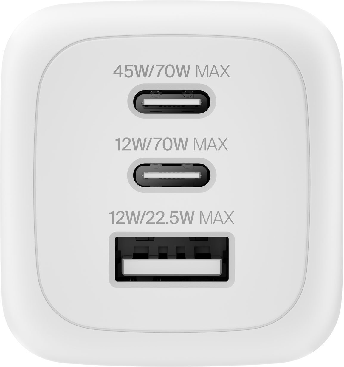 Зарядное устройство сетевое Belkin 70Вт 2хUSB-С/USB-A GAN PD PPS, белый фото 