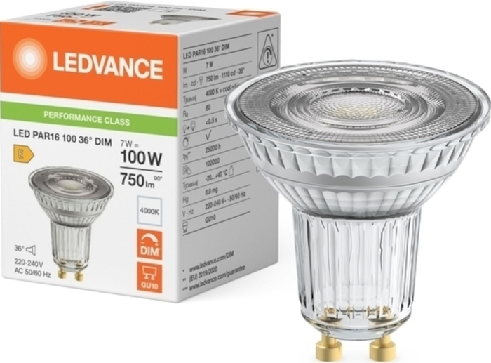 Лампа LEDVANCE GU10 7Вт 4000K 750Лм MR16 (4099854456497)фото5