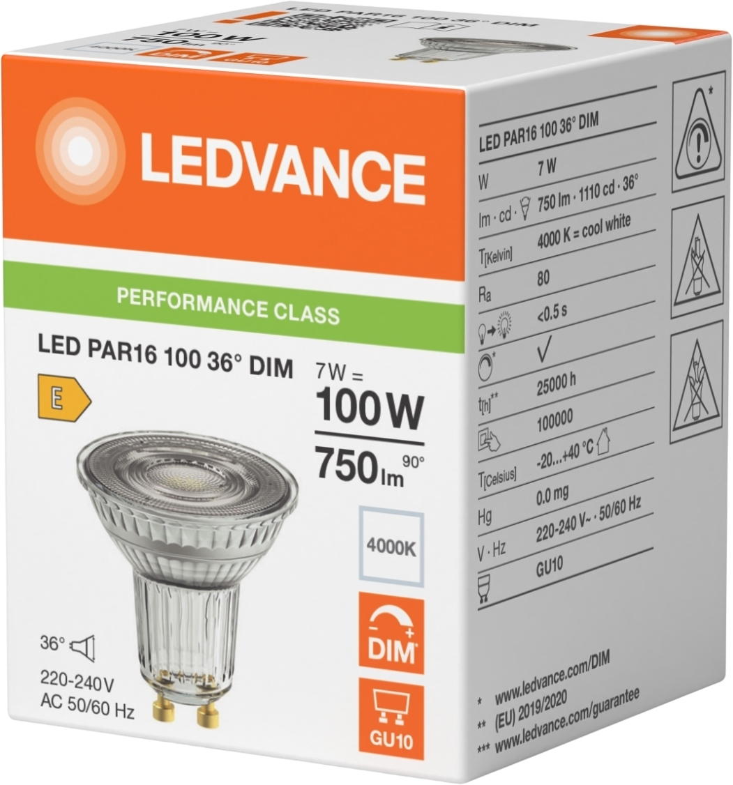 Лампа LEDVANCE GU10 7Вт 4000K 750Лм MR16 (4099854456497)фото6