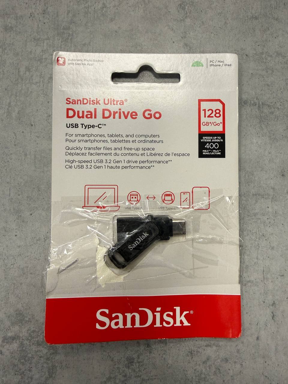 Накопичувач USB 3.1 SanDisk Dual Drive Go USB Type-C 128GB (SDDDC3-128G-G46)фото