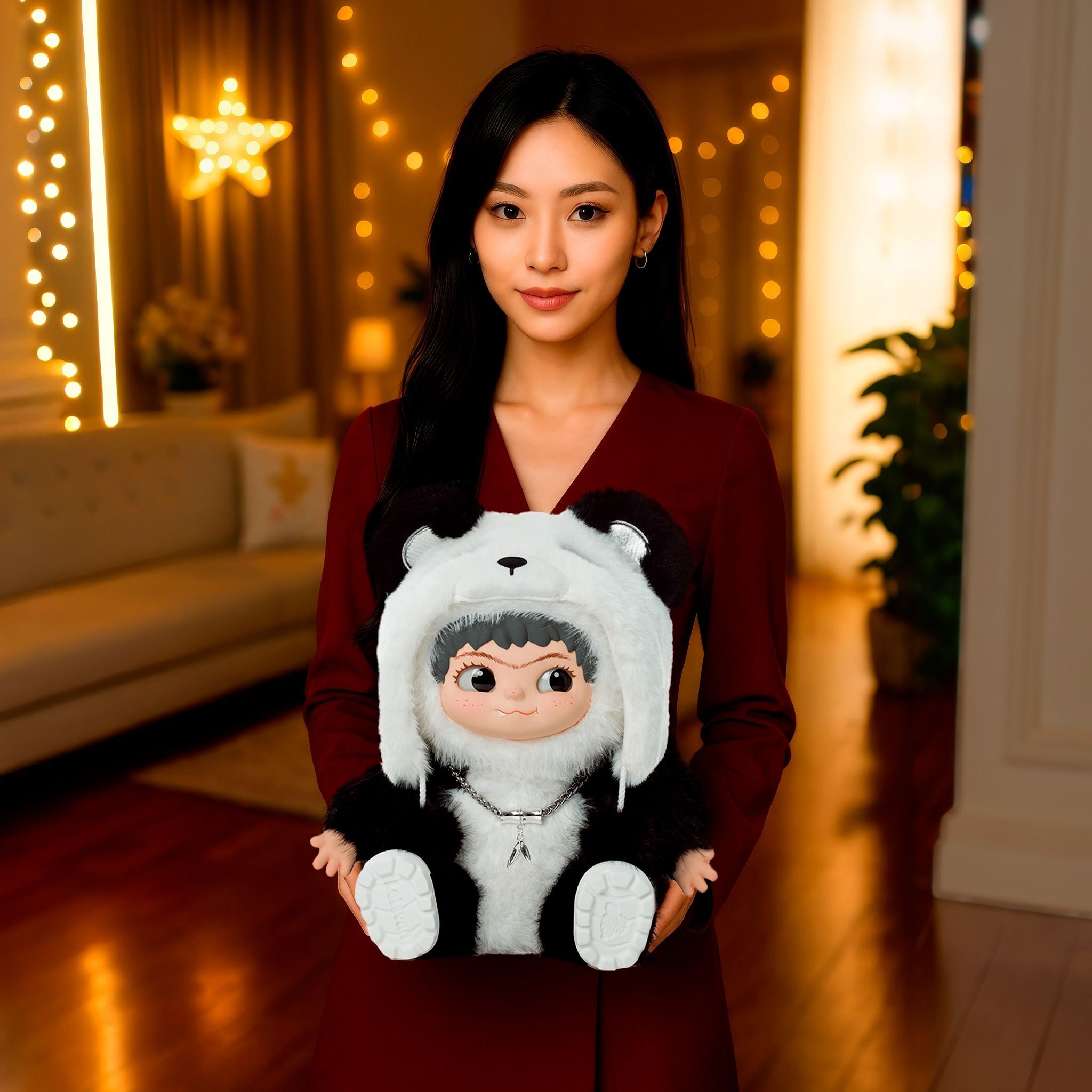 Игрушка мягкая лимитированная Pop Top Letsvan серии Wakuku Панда 800% (37 см) (17WK-P8-P1) фото 