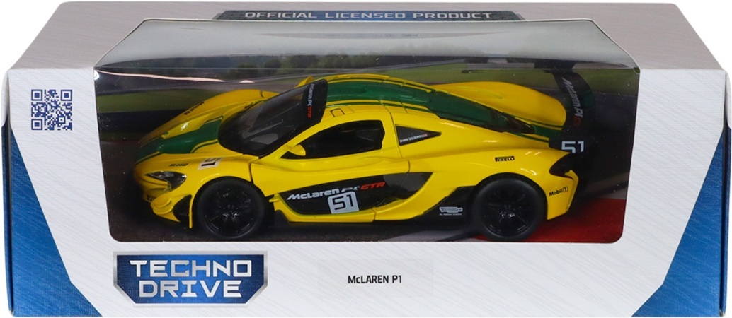 Автомодель TechnoDrive McLaren P1 (желтый, 1:24) (250943MLP1YW) фото 