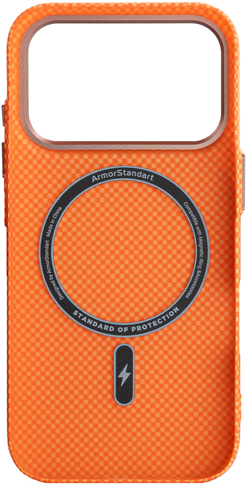 Чехол ArmorStandart LikeCarbon2 SE MagCase для Apple iPhone 17 Pro Kevlar Orange Rose Gold (ARM89168) фото